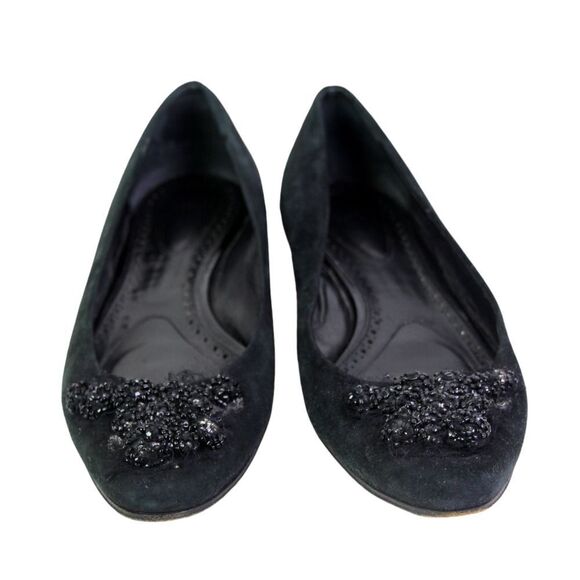 Proenza Schouler BLACK LEATHER SUEDE FLAT ROUND TOE BALLET SLIP ON SHOES Size 9 - Picture 1 of 12